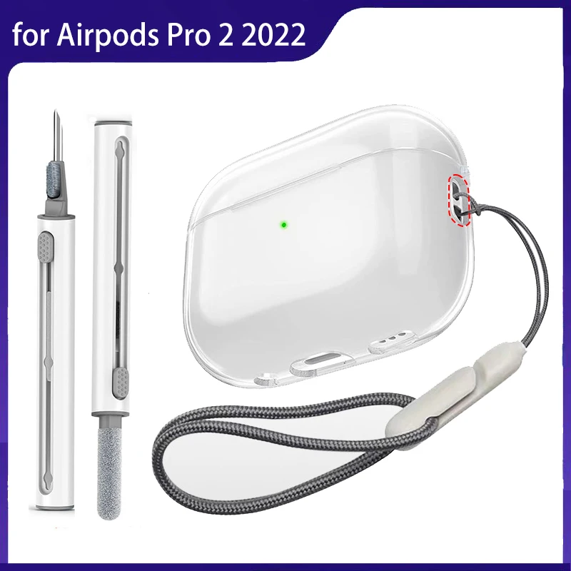 

for Airpods Pro 2 Case Transparent TPU Earphone Cases For Airpods Pro 2 Pro2 2022 Clear Cover With Lanyard Funda Coque