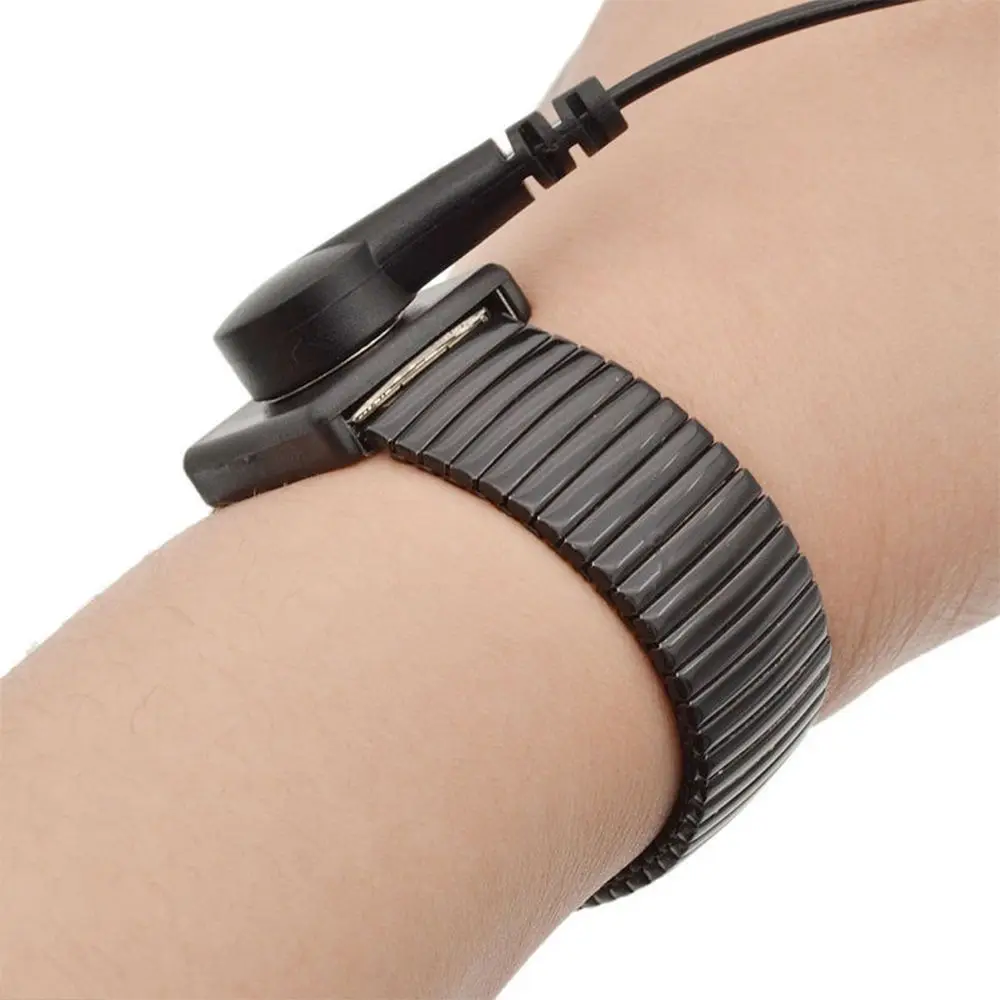Pretect Pulseira de descarga ajustável com aterramento preto, pulseira antiestática ESD