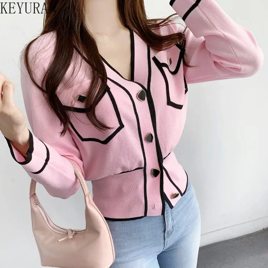 2023 Summer Thin Ice Silk Knitted Cardigan Women\'s Korean Chic V-Neck Single-breasted Short Sleeve Sweater Femme Knitwear Tops