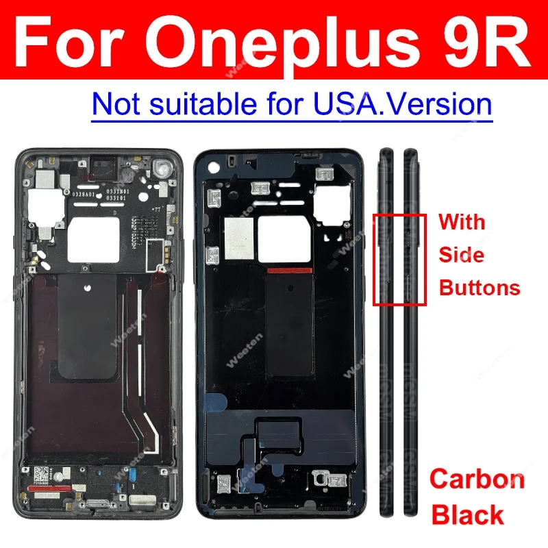 For One Plus Oneplus 1+ 9 9R 9Pro 9RT 10Pro Middle Frame Housing Rear Middle Frame Housing with Side Button Plate Chassis Parts