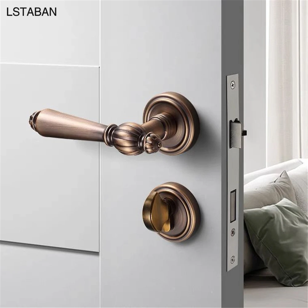 

Black Zinc Alloy Door Handle Lock Interior Silent Safety Door Locks Bedroom Split Mechanical Gold Lock Furniture Hardware Locks