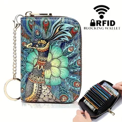 High quality leather Men Women Card Holder Small Zipper Wallet Solid Coin Purse Key Ring Design RFID Business Credit Card Bags