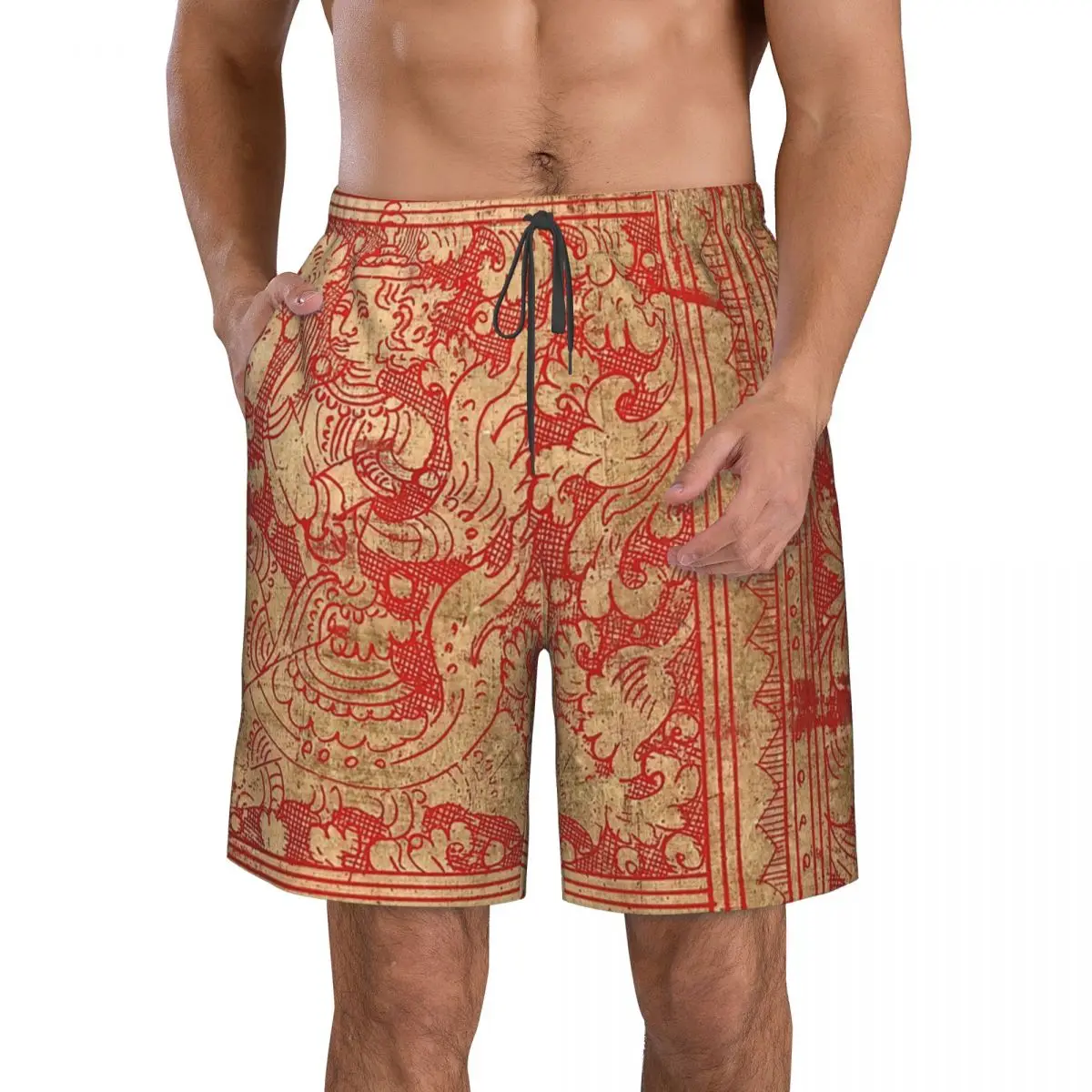 

Asia Men's Beach Shorts Fitness Quick-drying Swimsuit Funny Street Fun 3D Shorts