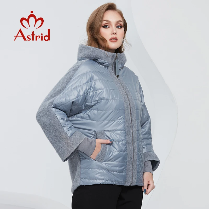 Astrid 2022 Spring Women Parkas Oversize Padded Coats Hooded Mink Fleece Fur Stitching Women\'s Jacket Outerwear Quilted AM-9403