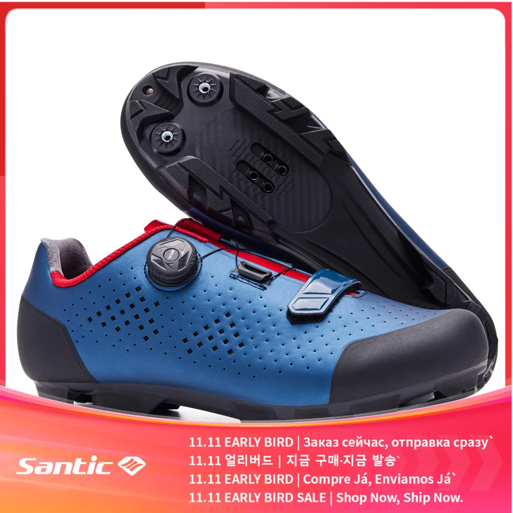 Santic Cycling Shoes MTB Mountain Bike Wear Resistant Breathable Bicycle Nylon Bottom Self-Locking Riding Shoes MN1128