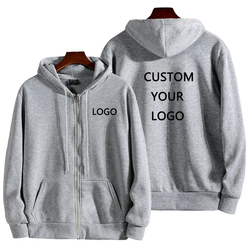 Men\'s and Women\'s Custom Logo Zipper Sweatshirt Jacket Hooded Coat Sweatshirt Long-Sleeved Pullover Jogging Sport Tops