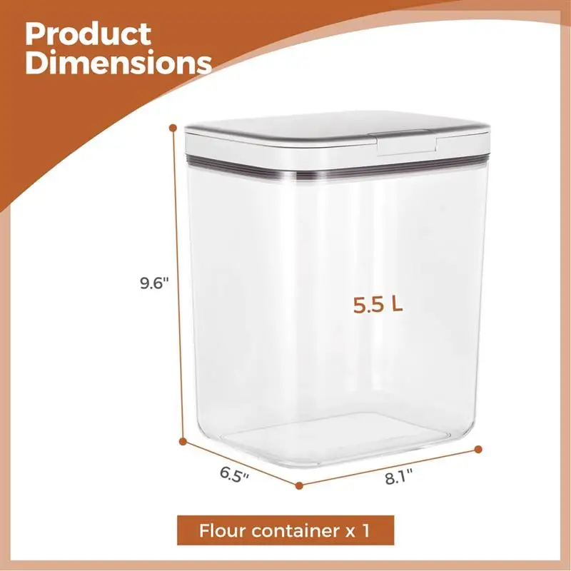 Large Flour Storage Container Food Holder 5.5 L Rice Storage Box Food Storage Flour Bin for Kitchen Organization Food Container