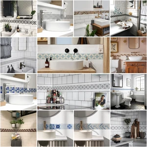 Fas Mozaik Karo Sınır Duvar Sticker, Süpürgelik Tarzı Etiket, DIY ve Mutfak ve Dekorasyon Banyo, 10x200cm 8 en çok satan, dekorasyon, Fas - no. 3