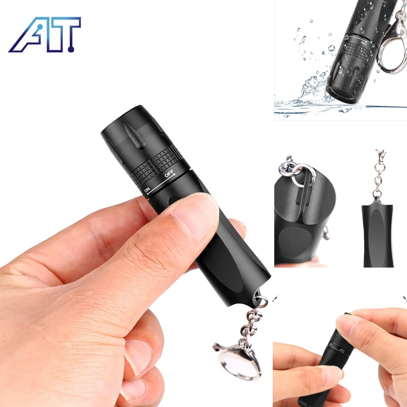 

Mini LED Zoom Flashlight T6 Portable Keychain Light Outdoor Camping Small Flash Light Waterproof Pocket Self-Defense Torch Lamps