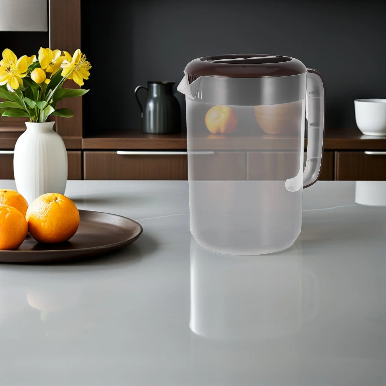 

5L Large Capacity Cold Water Pitcher Clear Plastic Beverage Dispenser With Measurement Scale For Iced Tea Juice Drinks Fridge