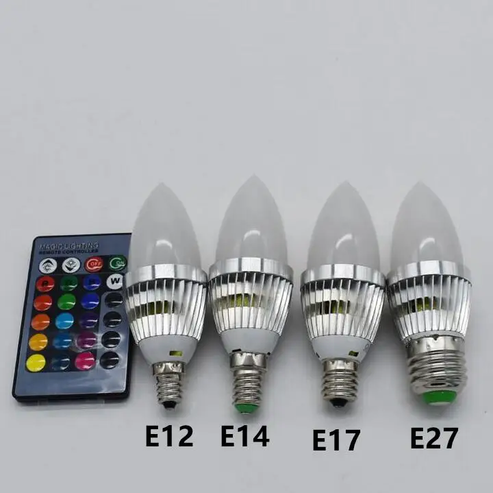 

E12 E14 E27 RGB Light Bulb Colorful LED Bulb Candelabra Candle Bulb Decoration Ambient Light Bulb Bar KTV Party Decor Mood
