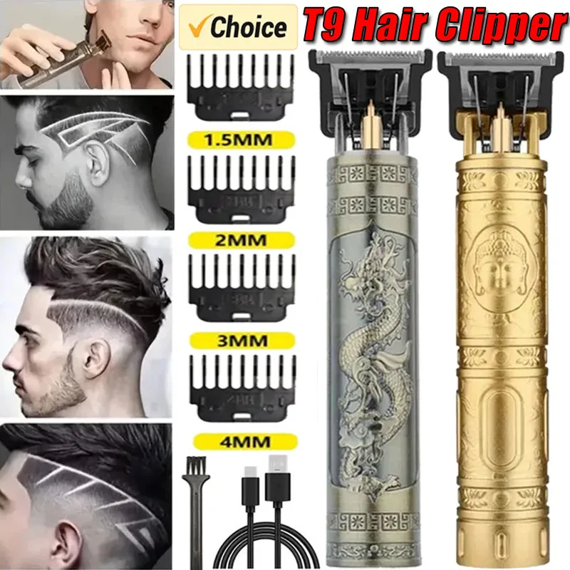 Cortadora de pelo T9 para hombre, afeitadora de barba corporal, cortadora de pelo eléctrica, máquina profesional de barbero