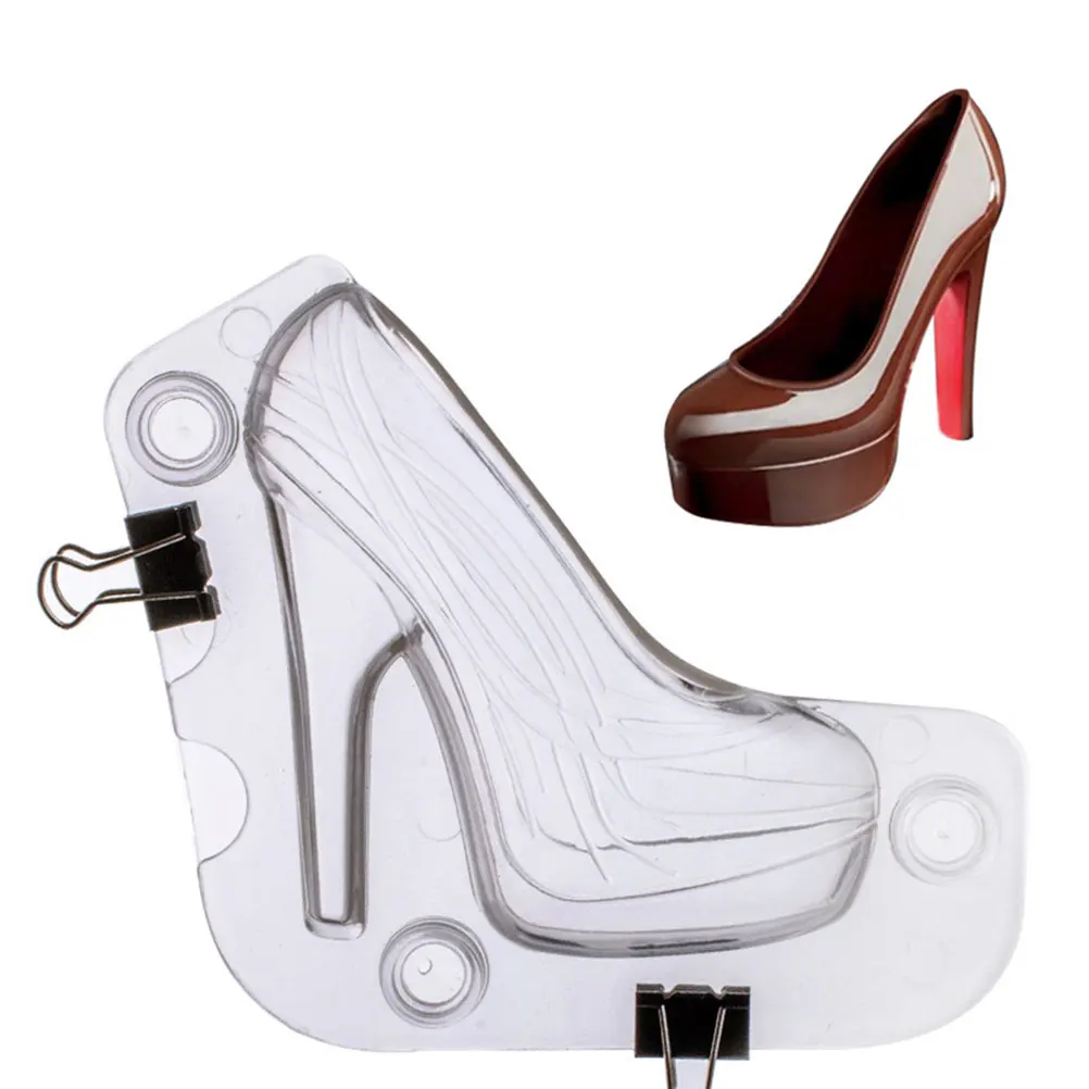 

High Heels Mold 3D Plastic Baking Chocolate Large Size Thick Sole Easy Demould Non Stick Sturdy Shoe Shape Making
