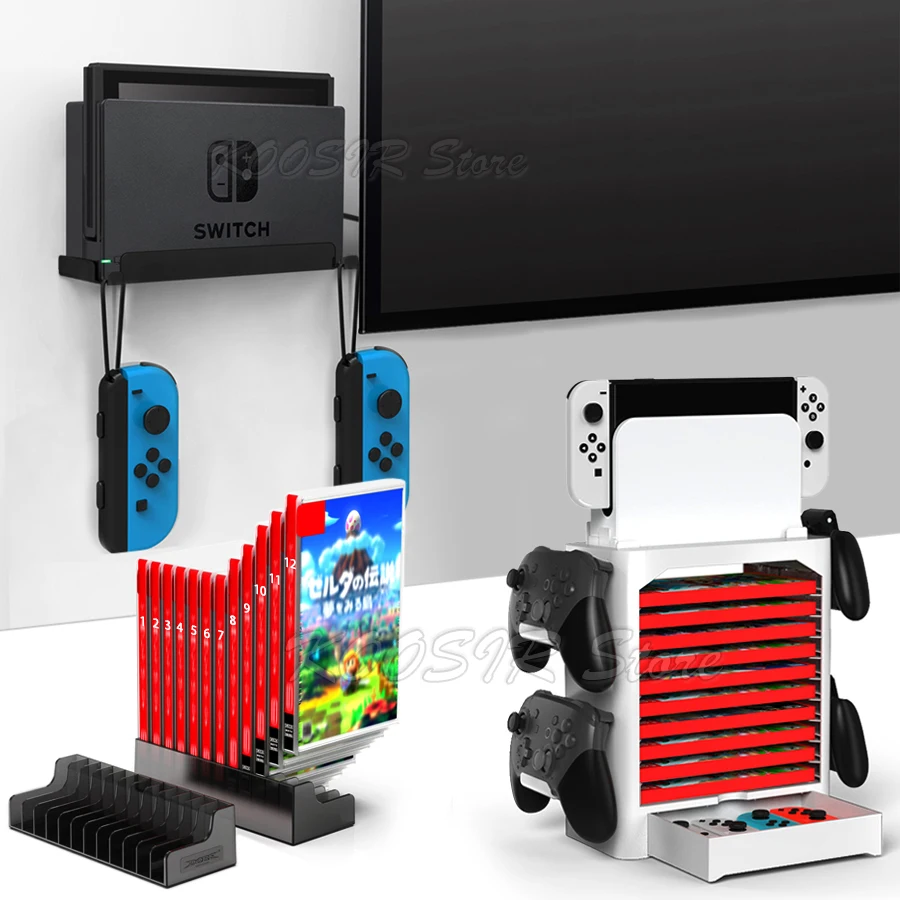 Nintend Switch OLED Wall Mount Bracket Storage Stand Nintendoswitch Gaming Accessories Case Joycon Pro Controller Display Tower