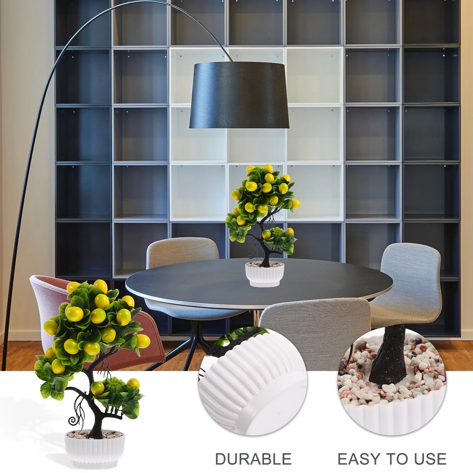 

Lifelike Artificial Lemon Tree Potted Simulation Fruit Tree Plant Decor for Home Office Cafe Indoor Outdoor Decoration Gift