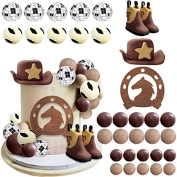 Cowboy Cake Topper Western Cowboy Hat and Boot Cupcake Toppers with Horseshoe Decorations for Birthday Party Baby Shower Supply