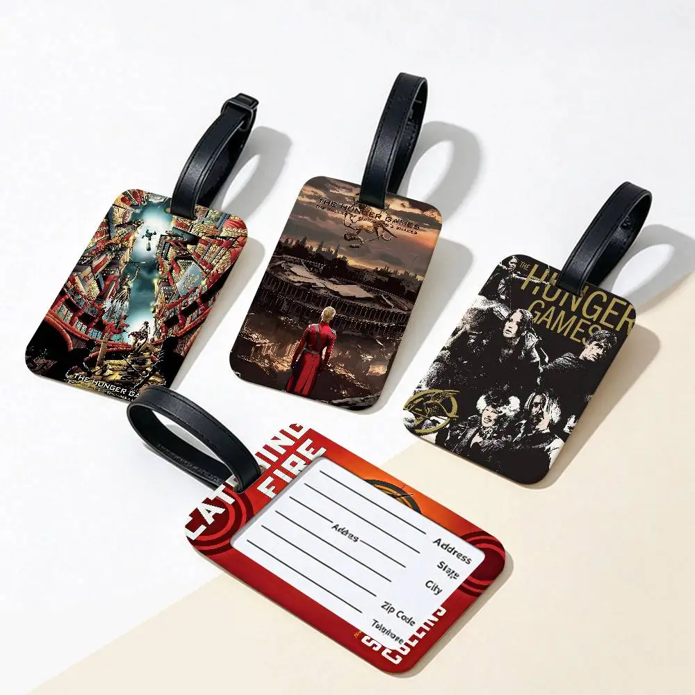 T-The-Hunger-Games Dystopian-Thriller Lightweight Anti lost PVC Luggage Tag Removable Info Card Sleeve Backpack Travel Accessory