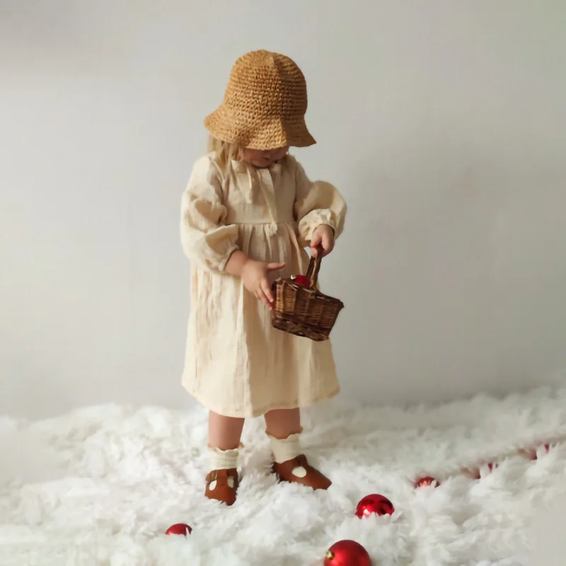 Girls Dress 2026 Spring and Autumn New Children's Clothes Girls Baby Temperament Loose Sleeve Casual Round Neck Dress