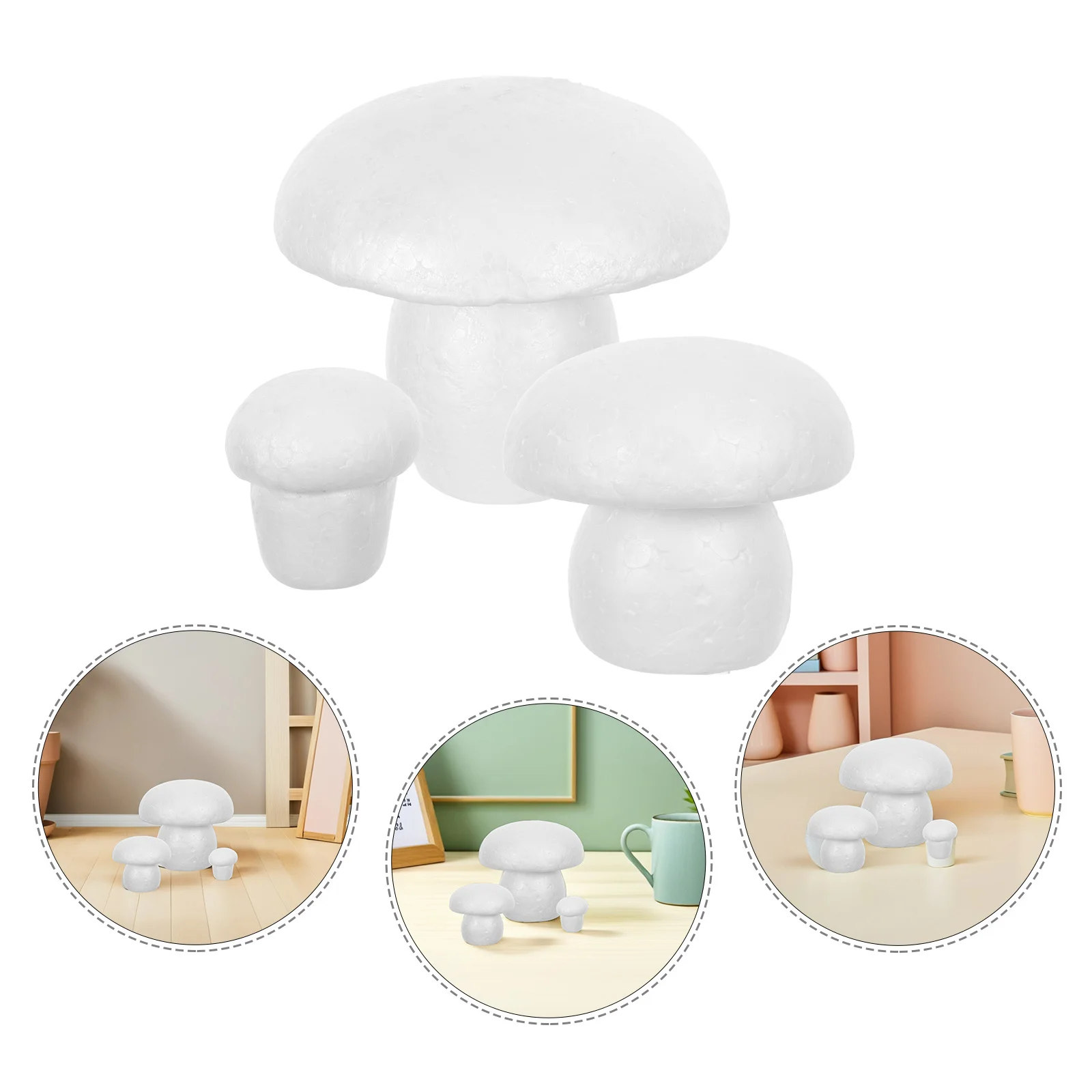 

14Pcs Unfinished Foam Mushroom Blank White Miniature DIY Crafts for Painting Wedding Garden Decor Blank Foam Mushroom