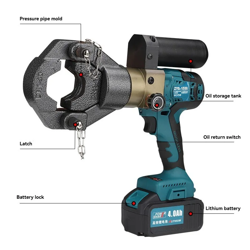 قابلة للشحن الفولاذ المقاوم للصدأ الأنابيب المكشكش ZYG-1550 الأنابيب الهيدروليكية العقص أداة كماشة الضغط