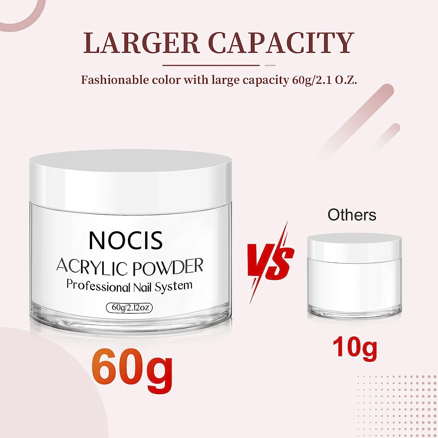 60g アクリルネイルパウダー、クリア、長持ち、爪を強化、3D カービングアート、サロン品質のネイルアート、家庭に最適