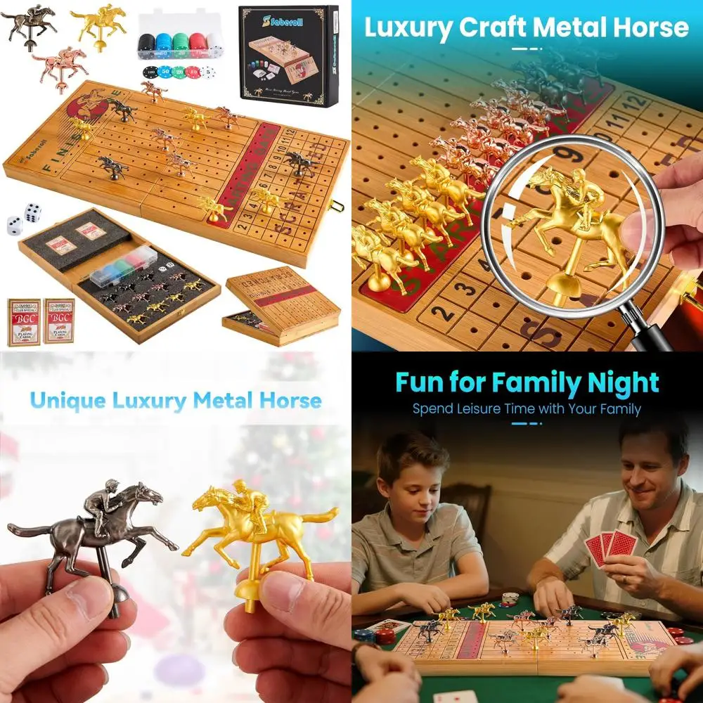 

Folding 23 Bamboo Horse Race Game with 11 Metal Horses, 2 Dice, 2 Card Decks, and 100 Chips