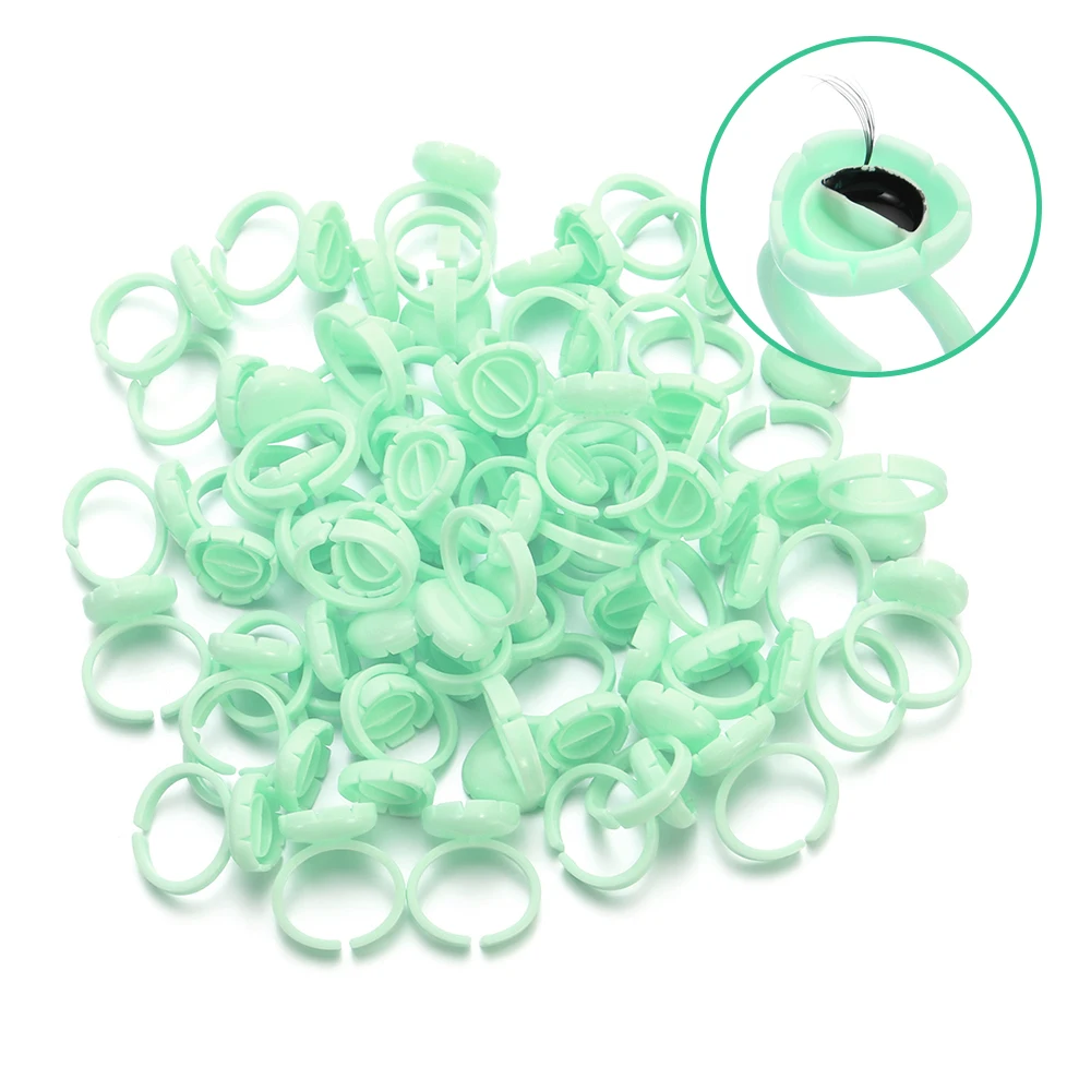 

300pcs/Bag Dispoable V Shape Glue Rings For Eyelash Extension Glue Finger Holder Grafting Eye Lash Fan Rings Cup Tattoo Pigment