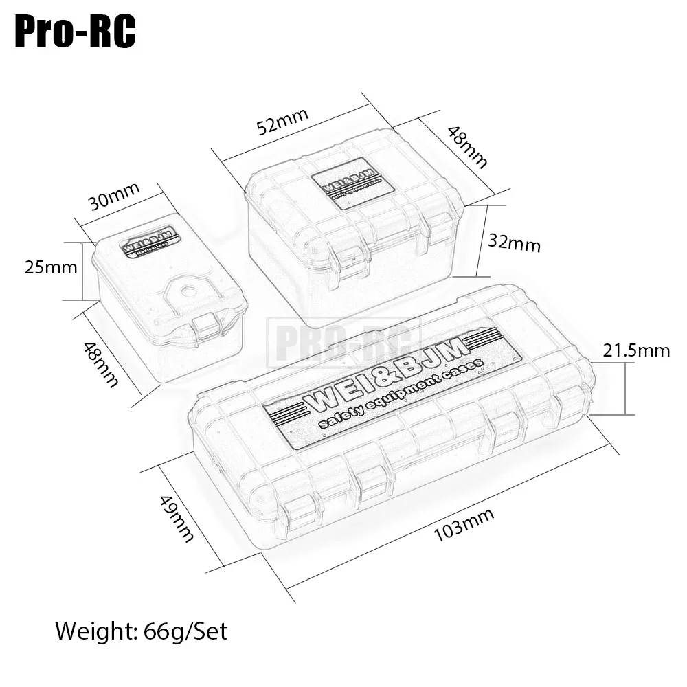 3개 플라스틱 안전 장비 케이스 미니 보관함 (1/10 RC 크롤러 자동차 Axial SCX10 90046 Traxxas TRX4 TRX-4 TRX-6 MST HSP 용)