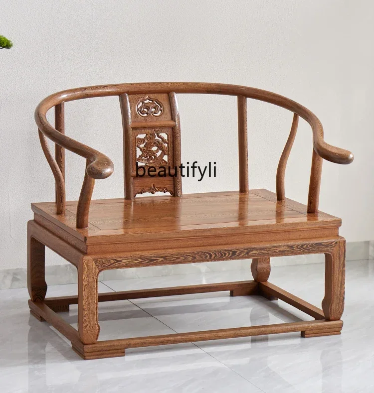 Chicken wing wood meditation chair cross-legged solid wood  enlarged Chinese armchair mahogany meditation Taishi chair