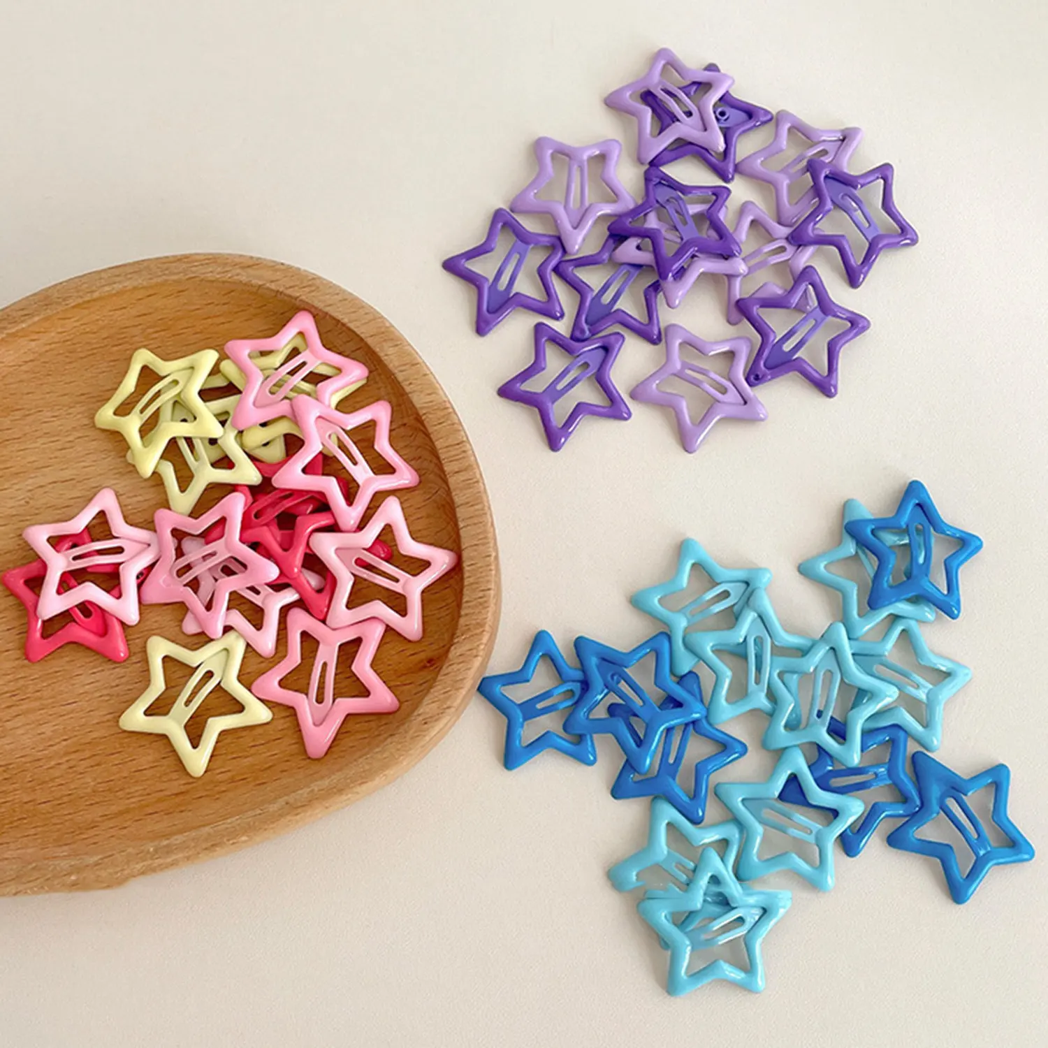 Colorful Luminous Star BB Hair Clips Girls Y2K Cute Star Barrettes Women Simple Metal Snap Clip Headdress Hair Hair Accessories