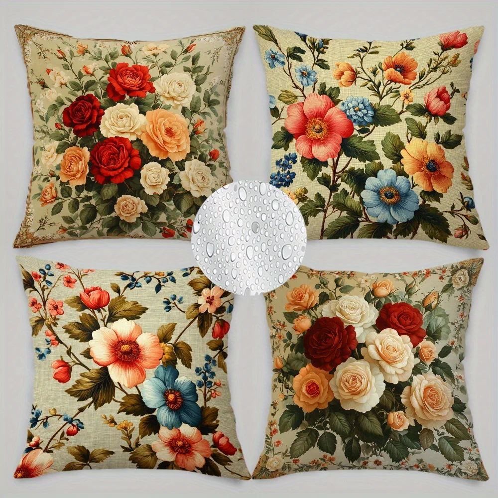 Roses brilliant wildflowers digital printing pillow cover Short plush Suitable living rooms bedrooms sofas throw cushion cover