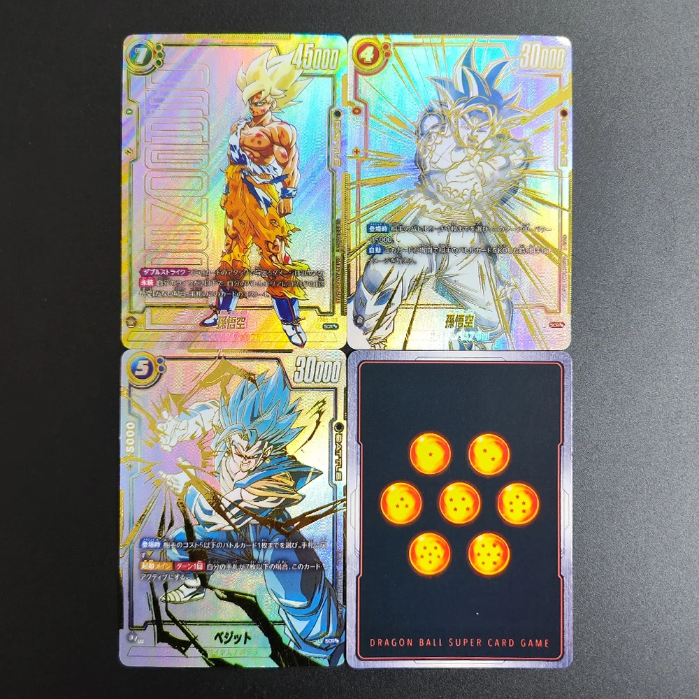 3 Tarjetas Coleccionables de Dragon Ball Son Goku, Edición Japonesa, Super Raras, Tarjetas Clásicas de Anime