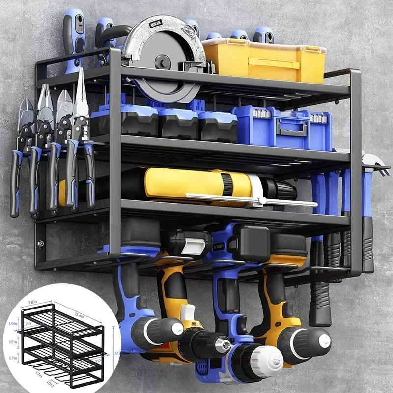 Power Tool Rack Electric Drill Holder Wall Mount Organizer Wrench Tool Workshop Screwdriver Storage Shelf Tool Organization