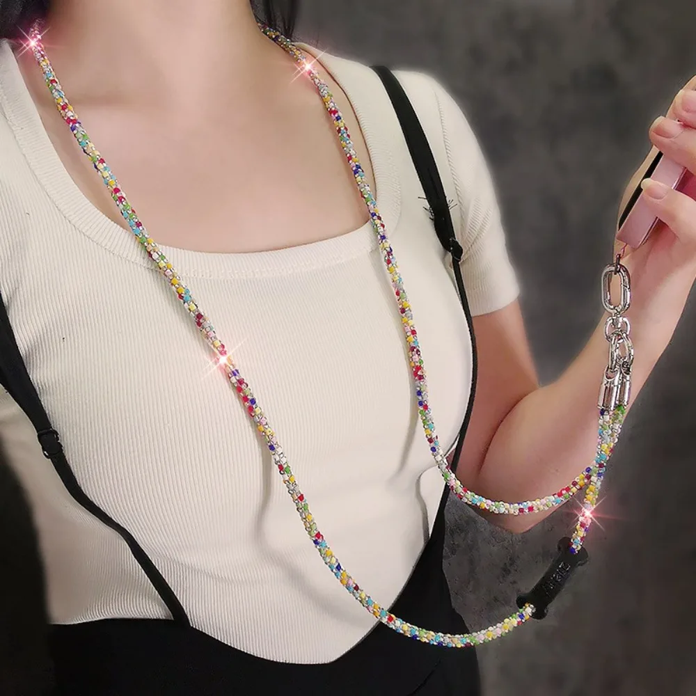 

Hanging Cord Glitter Rhinestone Phone Lanyard Long Style Luxury Mobile Phone Rope Crossbody Chain Anti Drop Mobile Phone Chain