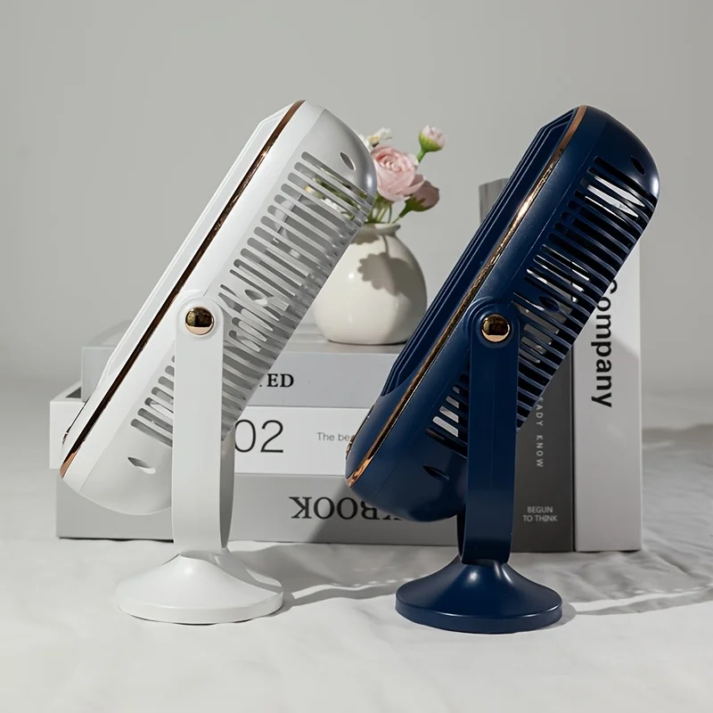 مروحة سطح مكتب صغيرة محمولة مع تحميل USB، رياح مزدوجة الطبقة، بطارية قابلة لإعادة الشحن، 5 سرعات، مثالية للمنزل والسفر والمكتب
