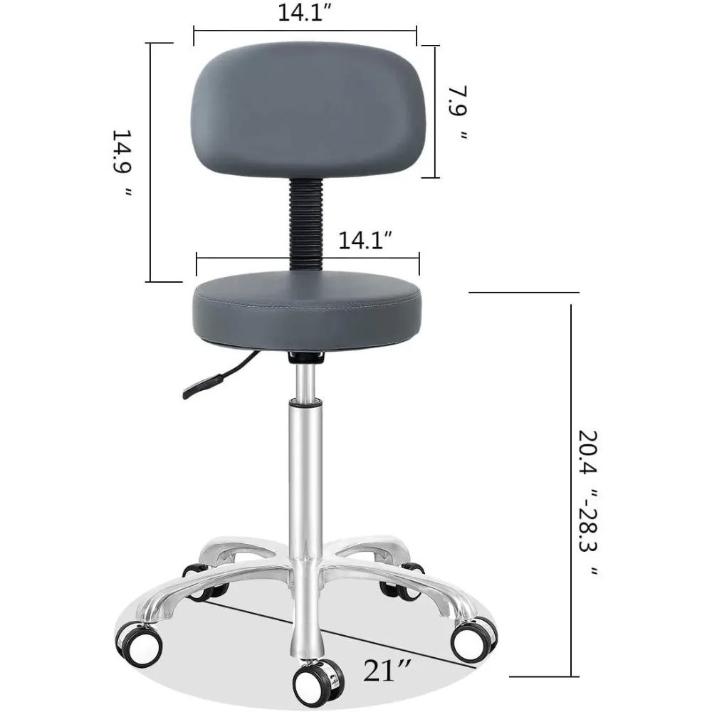 Rolling Stool Swivel Chair for Medical Salon Tattoo Kitchen Massage, Adjustable Height Hydraulic Esthetician Stool with Wheels