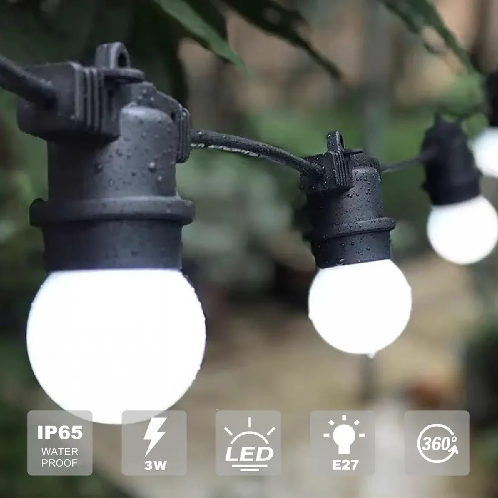 

IP65 Festoon Light with Pure Copper, Commercial Grade String Light with E27 Socket Waterproof for Outdoor Lighting Party Decor