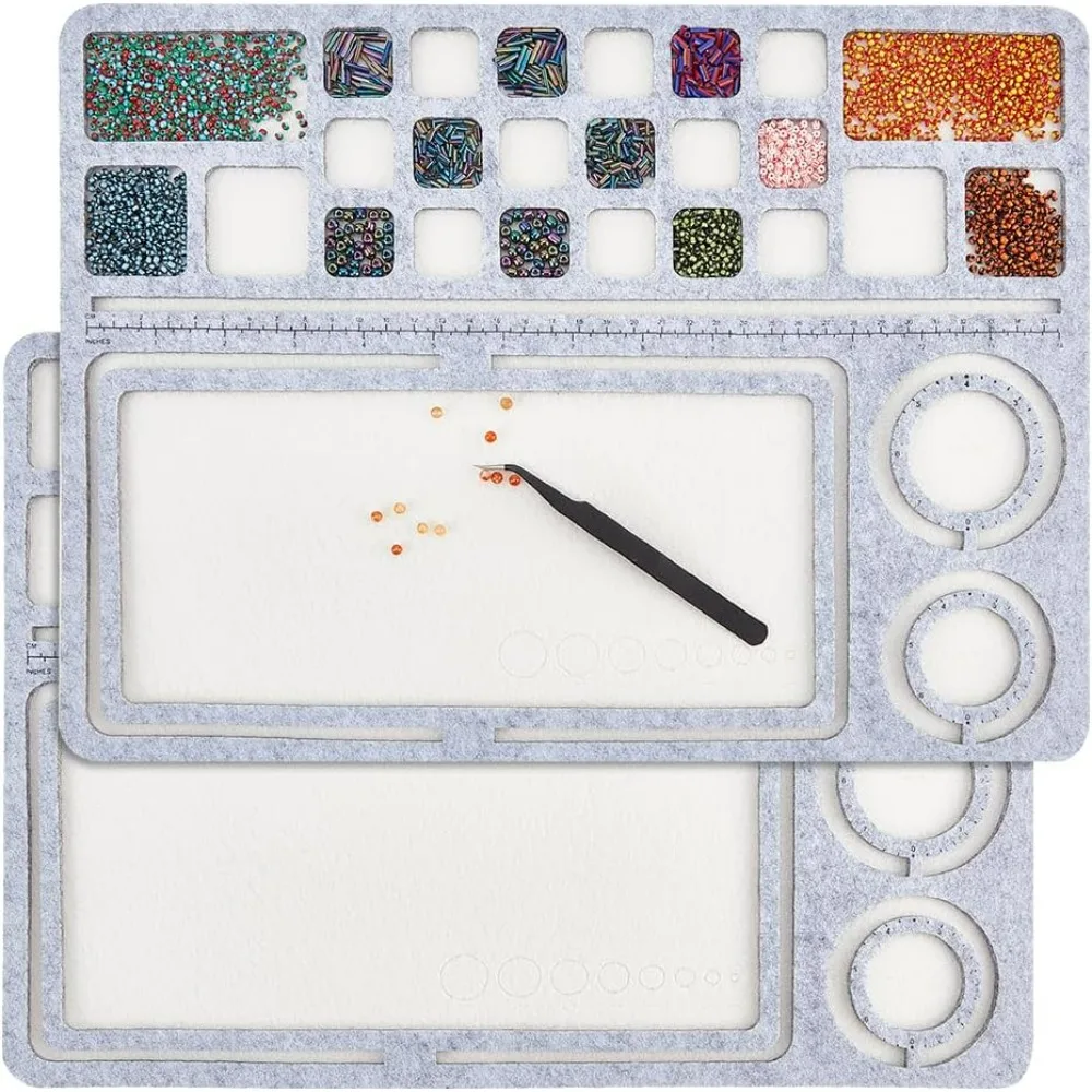 

15x11inch Felt Bead Design Board, Gray Felt Beading Mat, Bead Tray with Grids DIY Beading Pads for Art Crafts Jewelry Making