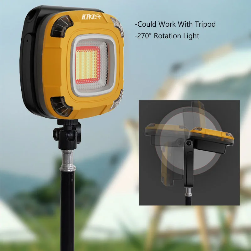 Imagem -03 - Luz de Trabalho Recarregável com Alça de Suporte Usb-c Magnético Lanterna de Emergência Tocha Cob Floodlight 2000lm 6000ma 270 °