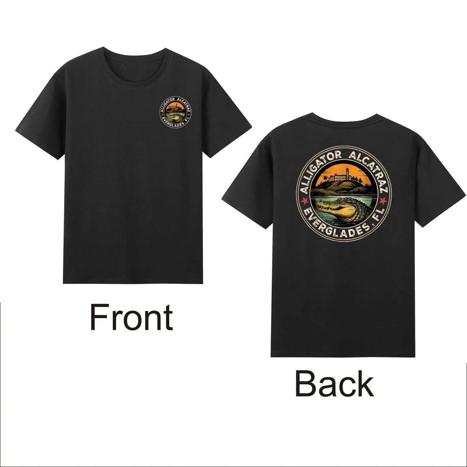 

Alligator Alcatraz Florida Everglades 2 Sided Print Vintage Men's