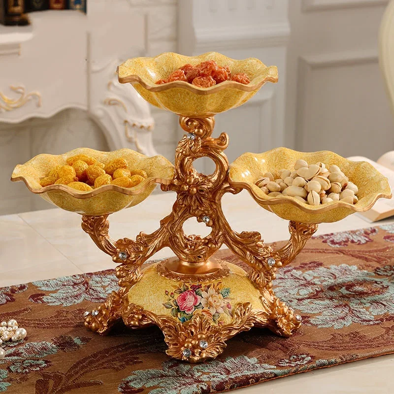 European Luxury Fruit Plate Resin Accessories Home Livingroom Coffee Table Figurines Decoration Hotel Office Furnishing Crafts