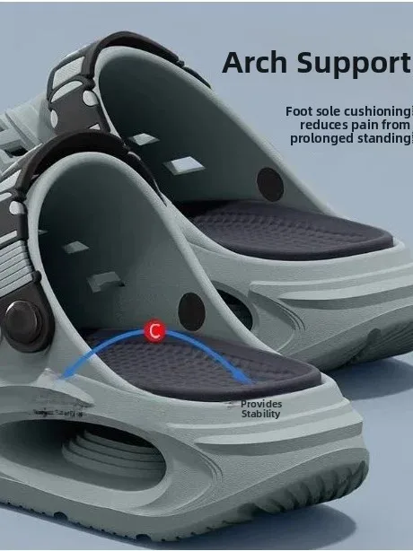 Men's Special Arch Support Clog Shoes Summer Outdoor Wear Long Standing Not Tired Foot Anti-Slip Deodorant Slippers