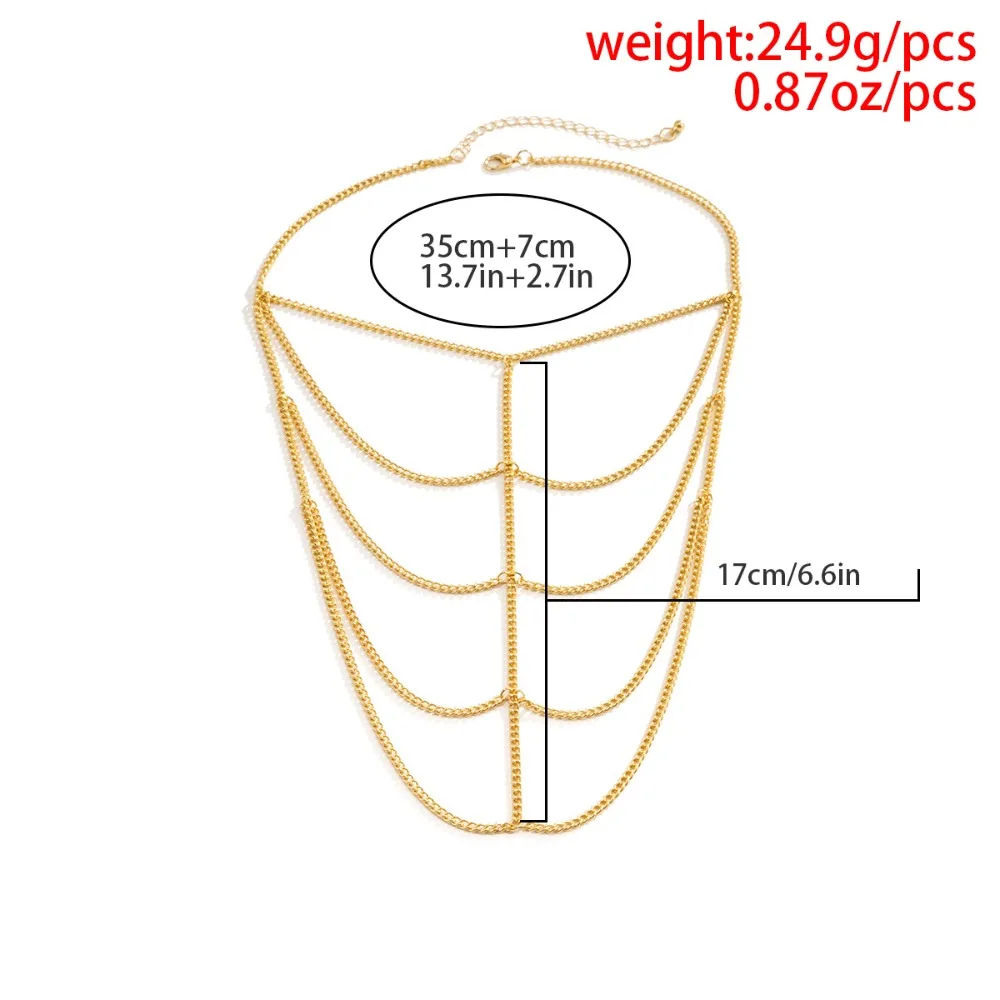 Metal Shoulder Chain Simple Shoulder Ornament Punk Tassel Body Chain Multilayer Adjustable Shoulder Necklace Ladies
