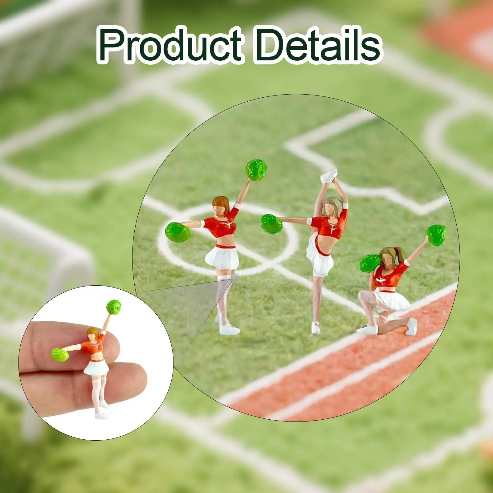 3 szt. Figurki w skali 1/64 Model ręcznie malowane figurki cheerleaderki rekwizyty piaskownica stołowa kolekcje Mini lalki Model Tiny People
