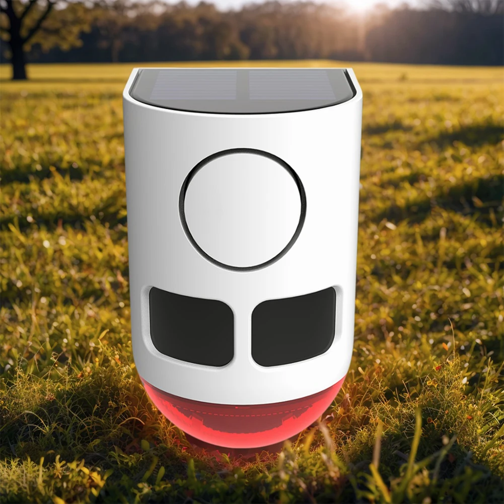 Allarme sensore di movimento a infrarossi solare con luce stroboscopica, creatore di rumore sonoro, repellente per animali per giardino agricolo