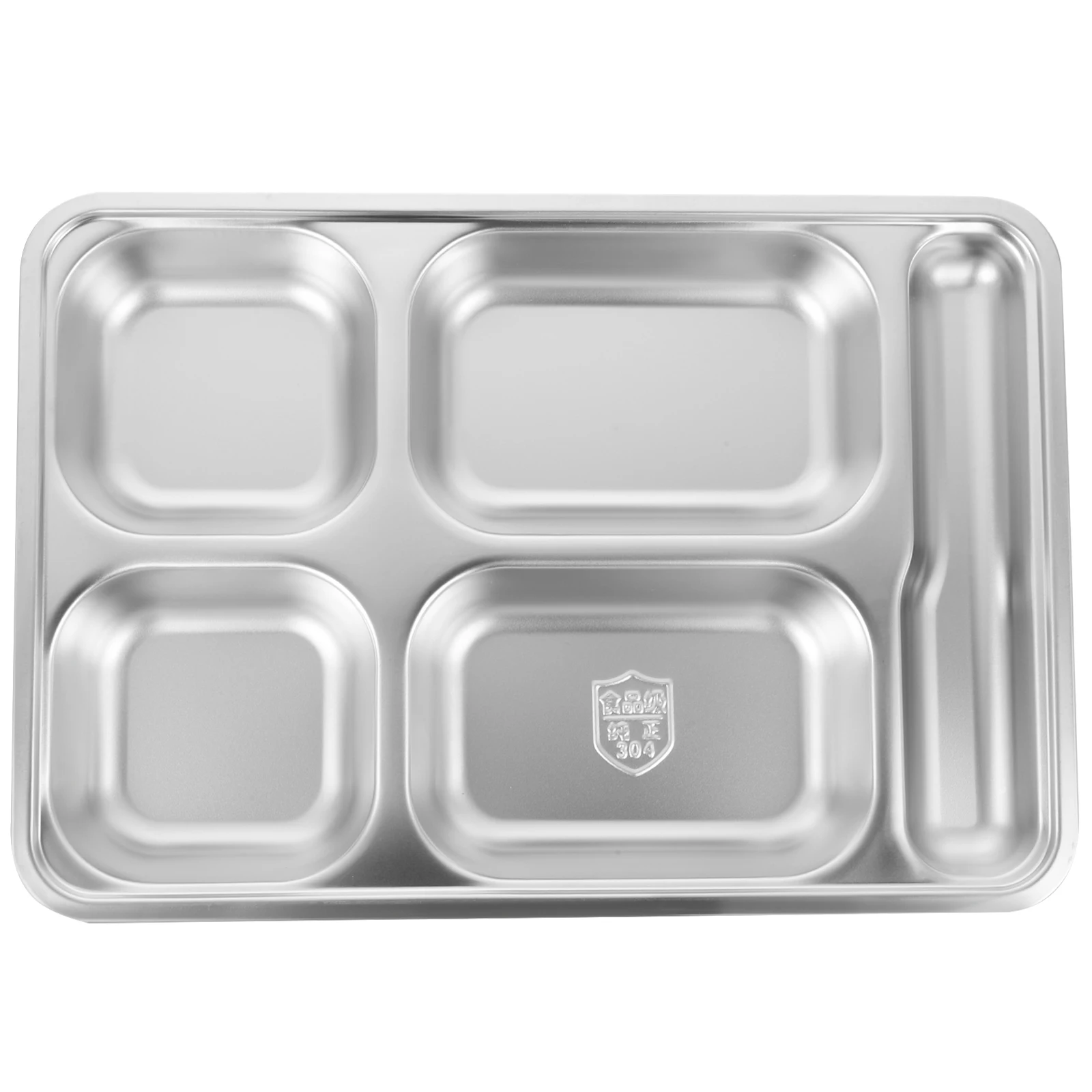 

1pc Stainless Steel Food Tray Divided Plate Compartment Trays Lunch Box Deepened Design Corrosion Resistant High Temperature