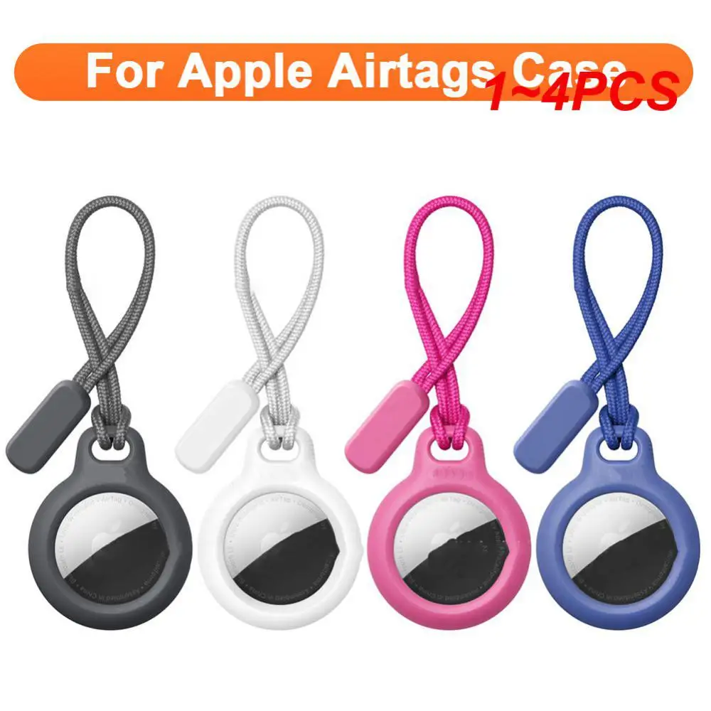 1 ~ 4ชิ้นฝามีสายรัดป้องกันสำหรับ airtag ปลอดภัยพวงกุญแจ airtag กรอบกันกระแทกติดตามอุปกรณ์ป้องกันรอยขีดข่วน