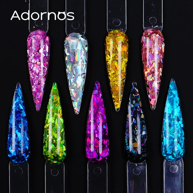 12 Colors Holographic Irregular Glitter Flakes Nail Art Decoration Iridescent Sequins Shiny Large Fragments DIY Nails Supplies