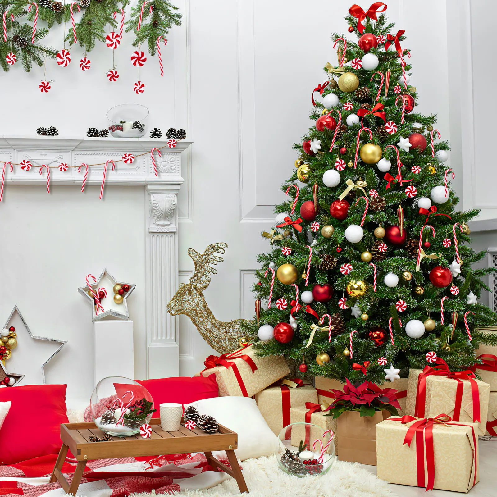 

60 Pcs Christmas Tree Decoration Pendant Lightweight Decorations Candy Ornaments for Holiday Hanging Small Acrylic Bulk