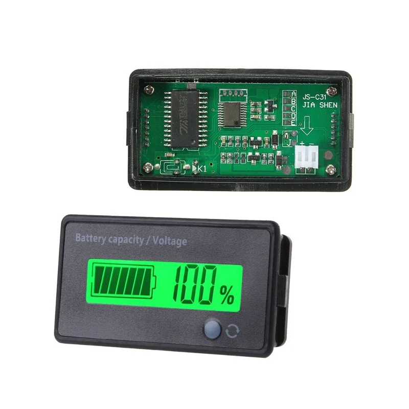 DC 12V-72V Car Battery Gauge Lithium Battery Capacity Meter Tester Front ON/OFF Button Battery Capacity Meter Indicator